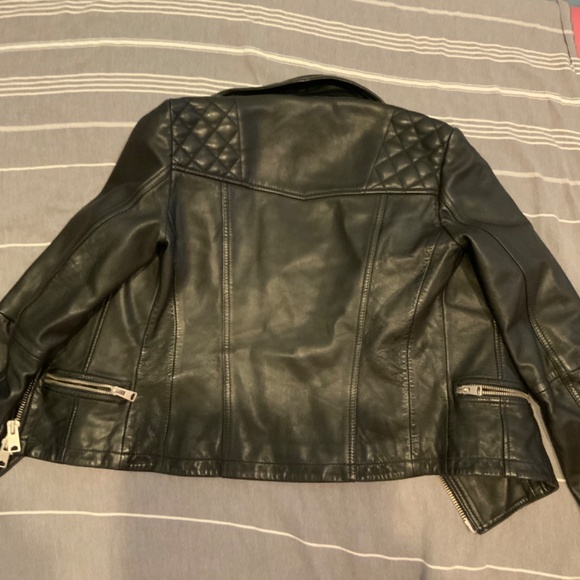 ALL SAINTS Leather Catch Biker Jacket Size 0 - Picture 3 of 10